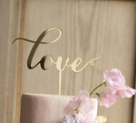 Figurki na tort / cake topper statuetki akryl ślubny zloty napis love na tort weselny złocone lustro topper na tort 1