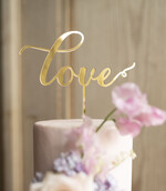 Figurki na tort / cake topper statuetki akryl ślubny zloty napis love na tort weselny złocone lustro topper na tort 3