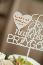 Figurki na tort / cake topper statuetki akryl błyszczący napis ozdoby na tort weselny złota pleksi2