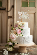 Figurki na tort / cake topper statuetki akryl błyszczący napis ozdoby na tort weselny złota pleksi0