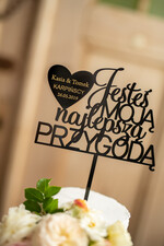 Figurki na tort / cake topper statuetki akryl czarny napisy na tort weselny ozdobny spersonalizowany topper 2