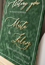 Plany stołów Glamour welurowe Tablica powitalna slubna glamour, elegancka welurowa plansza powitanie gości na Weselu, rama powitanie na weselu rama z powitaniem gości na weselu3