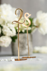 Numery na stół Akryl złote piękne numerki na stół weselny złota błyszcząca plexi, złote numerki na stoly weselne0