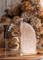 Numery na stół Akryl numerki na stoły weselne, elegancka i nowoczesna forma karty dań na weselu, akrylowe menu weselne, malowane farbą numerki na stół 1