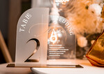 Numery na stół Akryl Zestaw na stół weselny złote numerki na stoły weselne, elegancka i nowoczesna forma karty dań na weselu, menu weselne ze szkła, numerek i menu razem 8