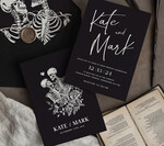 Zaproszenia ślubne Indywidualne nietypowe zaproszenia slubne, nietuzinkowe czarne zaproszenia ślubne, nowoczesne zaproszenia na ślub z kosciotrupami2