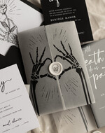 Zaproszenia ślubne Indywidualne nietypowe zaproszenia ślubne, czarne zaproszenia na ślub, zaproszenia ślubne z kościotrupem, nowoczesne czarne zaproszenia slubne 6