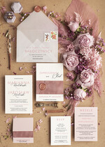 Zaproszenia ślubne Indywidualne nowoczesne zaproszenia na ślub  Minimalistyczne Welurowe Zaproszenia ślubne z Kalkową kopertą0