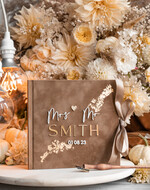 Księgi wpisów gości welurowe złota elegancka księga gości i album na zdjęcia w jednym, album na życzenia i zdjęcia z fotobudki, pamiątkowa welurowa księga wpisów gości 13