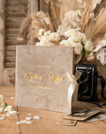 Księgi wpisów gości welurowe duża Welurowa Księga Wpisów Gości Ecru Kartki Księga Pamiątkowa welurowa ze Złotymi Napisami 10