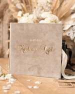 Księgi wpisów gości welurowe duża Welurowa Księga Wpisów Gości Ecru Kartki Księga Pamiątkowa welurowa ze Złotymi Napisami 8