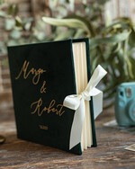 Księgi wpisów gości welurowe Zielona Welurowa Księga Wpisów Gości Ecru Kartki Księga Pamiątkowa welurowa ze Złotymi Napisami 8