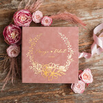 Księgi wpisów gości welurowe księgi pamiątkowe i albumy na wpisy gości weselnych, welurowa księga w pudełku, pamiątkowa księga gości5