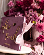 Księgi wpisów gości welurowe różowa pudrowa elegancka księga gości i album na zdjęcia w jednym, album na życzenia i zdjęcia z fotobudki, pamiątkowa welurowa księga wpisów gości 12