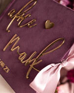 Księgi wpisów gości welurowe różowa pudrowa elegancka księga gości i album na zdjęcia w jednym, album na życzenia i zdjęcia z fotobudki, pamiątkowa welurowa księga wpisów gości 9