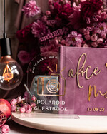 Księgi wpisów gości welurowe różowa pudrowa elegancka księga gości i album na zdjęcia w jednym, album na życzenia i zdjęcia z fotobudki, pamiątkowa welurowa księga wpisów gości 3