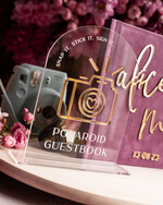 Księgi wpisów gości welurowe różowa pudrowa elegancka księga gości i album na zdjęcia w jednym, album na życzenia i zdjęcia z fotobudki, pamiątkowa welurowa księga wpisów gości 2