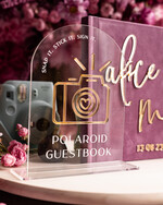 Księgi wpisów gości welurowe różowa pudrowa elegancka księga gości i album na zdjęcia w jednym, album na życzenia i zdjęcia z fotobudki, pamiątkowa welurowa księga wpisów gości 1