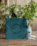 Księgi wpisów gości welurowe butelkowa zielona księga wpisów gości,  welurowa księga wpisów gości personalizowna na zdjęcia z fotobudki i instaxa   0