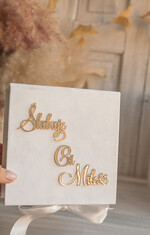 Księgi wpisów gości welurowe Szybka Wysyłka zestaw na wesele księga wpisów gości szkatułka na obrączki kopertówka, biały welurowy zestaw na wesele złote litery 34