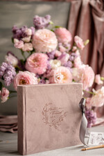 Księgi wpisów gości welurowe piękna welurowa ksiega gosci weselnych  księga wpisów  gosci na zdjęcia z fotobudki, welur pudrowy róż 0