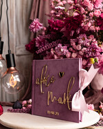 Księgi wpisów gości welurowe różowa księga wpisów gości ze złotymi napisami, elegancka pamiątkowa księga gości, księga na zdjęcia i życzenia od Gości weselnych, pamiatkowa ksiega gosci 14