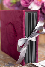 Księgi wpisów gości welurowe bordowa mała welurowa księga wpisów gości książka na ślub na wpisy gości weselnych  2