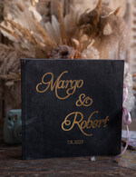 Księgi wpisów gości welurowe księga gości na wesele pamiątka ślubu, welurowa szara duża księga wpisów gości, złote litery na okładce 7