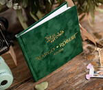 Księgi wpisów gości welurowe Księga butelkowa zieleń, welurowa księga wpisów gości, złote napisy na okładce, księga glamour, zielona welurowa pamiątkowa księga wpisow gosci1