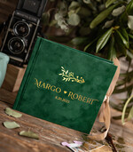 Księgi wpisów gości welurowe Księga butelkowa zieleń, welurowa księga wpisów gości, złote napisy na okładce, księga glamour, zielona welurowa pamiątkowa księga wpisow gosci2