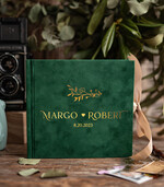 Księgi wpisów gości welurowe Księga butelkowa zieleń, welurowa księga wpisów gości, złote napisy na okładce, księga glamour, zielona welurowa pamiątkowa księga wpisow gosci0