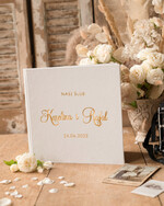 Księgi wpisów gości welurowe duża Welurowa Księga Wpisów Gości Ecru Kartki Księga wpisów welurowa ze Złotymi Napisami 2