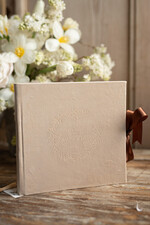 Księgi wpisów gości welurowe kremowa welurowa księga gości weselnych personalizowna ręcznie szyte kartki welurowa księga wpisów gości 6