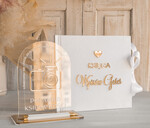 Księgi wpisów gości welurowe Szybka wysyłka księga wpisów gości, księga na życzenia zdjęcia polaroidy i fotobudki, welurowa księga wpisów gości biała ze złotymi napisami 0