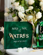 Księgi wpisów gości welurowe zielona księga gości i album na zdjęcia w jednym, album na życzenia i zdjęcia z fotobudki, pamiątkowa welurowa księga wpisów gości 2