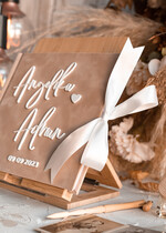 Księgi wpisów gości welurowe beżowa elegancka księga gości i album na zdjęcia w jednym, album na życzenia i zdjęcia z fotobudki, pamiątkowa welurowa księga wpisów gości 5