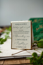 Księgi wpisów gości welurowe pamiątkowa księga gości weselnych w pudełku, weselena księga wpisów gości zielona ze złotym, welurowa księga wpisów w pudełku, szmaragdowy i zlota okładka 3