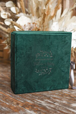 Księgi wpisów gości welurowe oryginalna księga gości na wesele, wybór koloru kartek, welurowa księga gości w pudełku, ciemnozielona welurowa księga 4