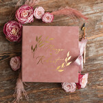 Księgi wpisów gości welurowe księga gości z czarnymi kartkami, księga na życzenia zdjęcia z fotobudki, księga wpisów gości z pudełkiem 2