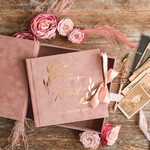 Księgi wpisów gości welurowe księga gości z czarnymi kartkami, księga na życzenia zdjęcia z fotobudki, księga wpisów gości z pudełkiem 4