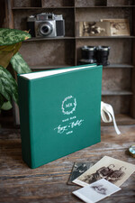 Księgi wpisów gości welurowe ksiega wpisów gości, szyte kartki kolor do wyboru, zielona księga gości, pamiątkowa księga wpisów gości ze skóry 1