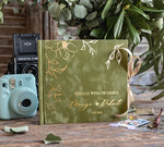 Księgi wpisów gości welurowe welurowa oliwkowa księga wpisów gości, zielono złota księga wpisów gości, księga weselna glamour 0