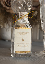 Podziękowania dla Gości Weselnych Butelki prezent dla gości weselnych kacóweczka ozdobiona płatkami złota, butelka na własny trunek, pomysły na prezenty dla gości3