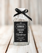 Podziękowania dla Gości Weselnych Butelki pomysłowe podziękowania dla gości, kacówka buteleczka na poprawiny, czarna etykieta na buteleczce imiona Pary Młodej0