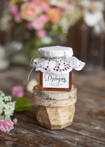 Podziękowania dla Gości Weselnych Miody i słoiczki Nutella podziękowania prezenciki dla gości weselnych miodek w ozdobnym słoiczku 2