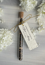 Podziękowania dla Gości Weselnych Fiolki złote podziękowanie dla gości weselnych, piękne podziękowania dla gości fiolka z herbata, szklana fiolka z herbatką lub kawą, tłoczone liście na karteczce0