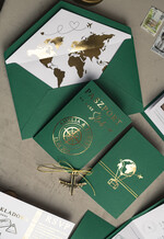 Zaproszenia ślubne paszport / podróże zaproszenia ślubne z motywem podróży, zaproszenia na ślub dla podróżników, zaproszenie na ślub w formie paszportu, mapa świata w kopercie idealne na wesele podróżników2