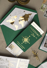 Zaproszenia ślubne paszport / podróże zaproszenia ślubne z motywem podróży, zaproszenia na ślub dla podróżników, zaproszenie na ślub w formie paszportu, mapa świata w kopercie idealne na wesele podróżników18