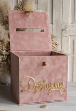 Pudełko na koperty  glamour Szybka wysyłka weselna skrzynka na koperty z życzeniami, welurowa kopertówka dla Młodej Pary, pudełko na koperty ze złotymi napisami7