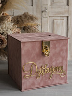 Pudełko na koperty  glamour Szybka wysyłka weselna skrzynka na koperty z życzeniami, welurowa kopertówka dla Młodej Pary, pudełko na koperty ze złotymi napisami10